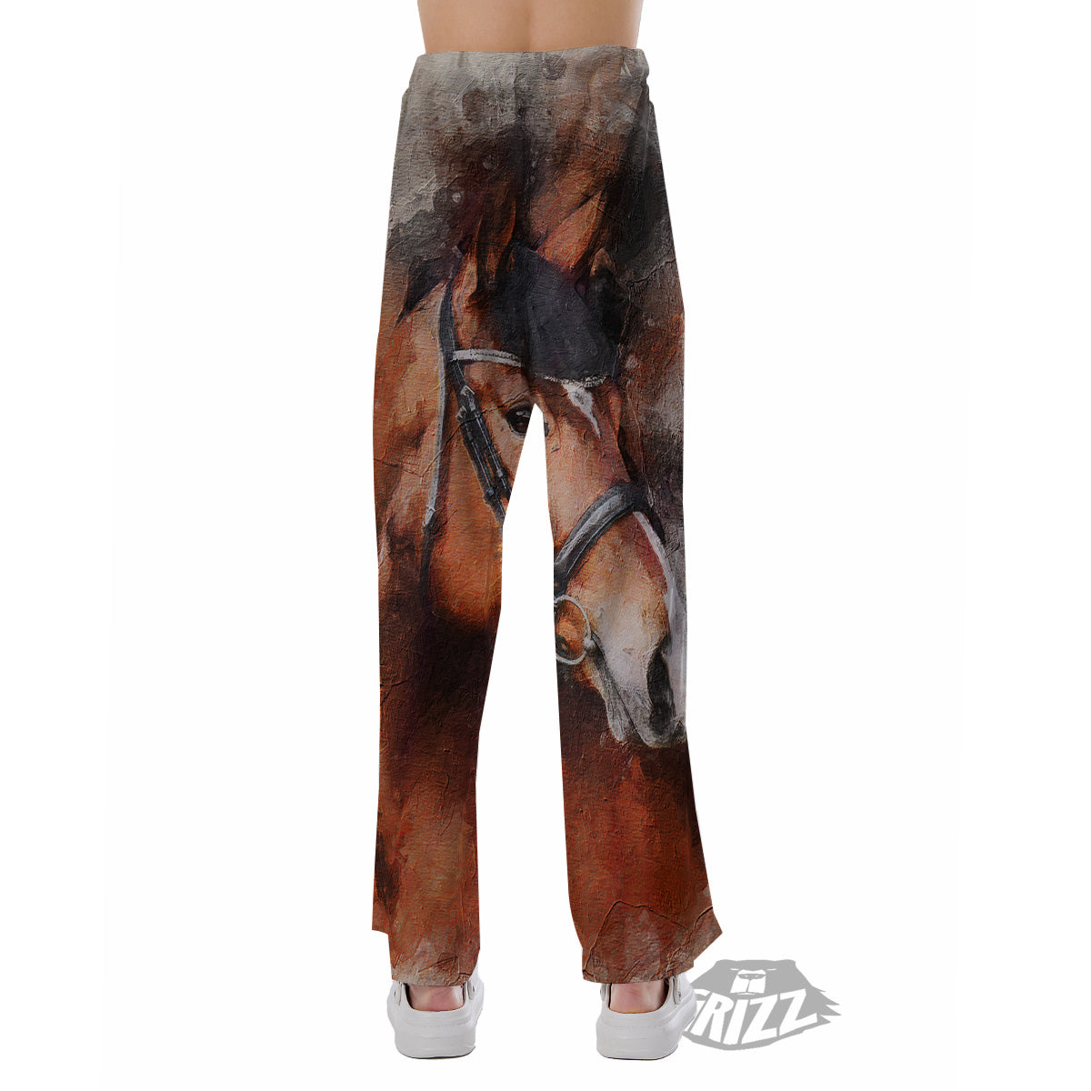 Painting Brown Horse Print Pajama Pants-grizzshop