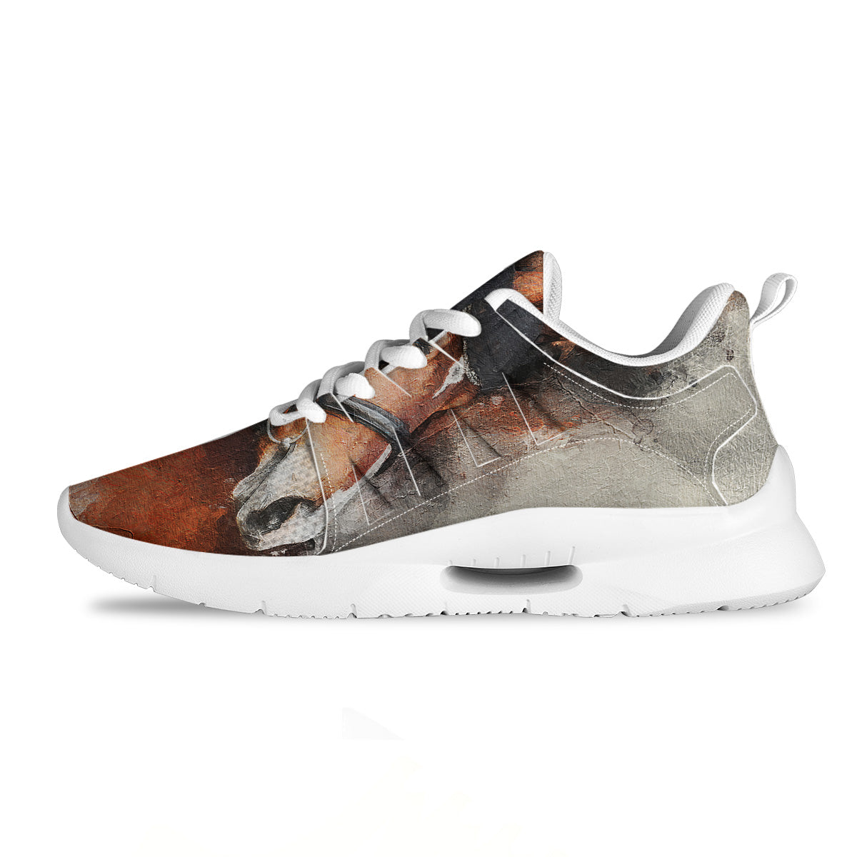 Painting Brown Horse Print Tennis Shoes-grizzshop
