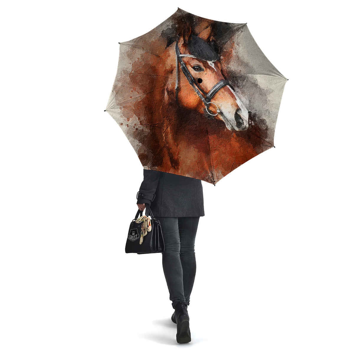 Painting Brown Horse Print Umbrella-grizzshop
