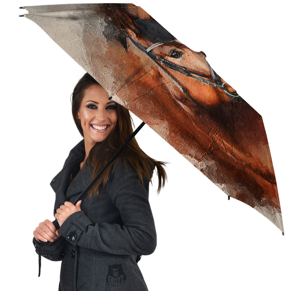 Painting Brown Horse Print Umbrella-grizzshop
