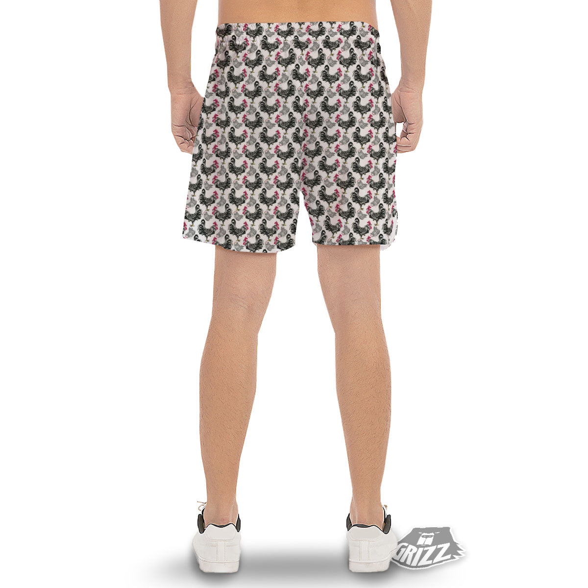Painting Chicken Ink Print Pattern Men's Gym Shorts-grizzshop