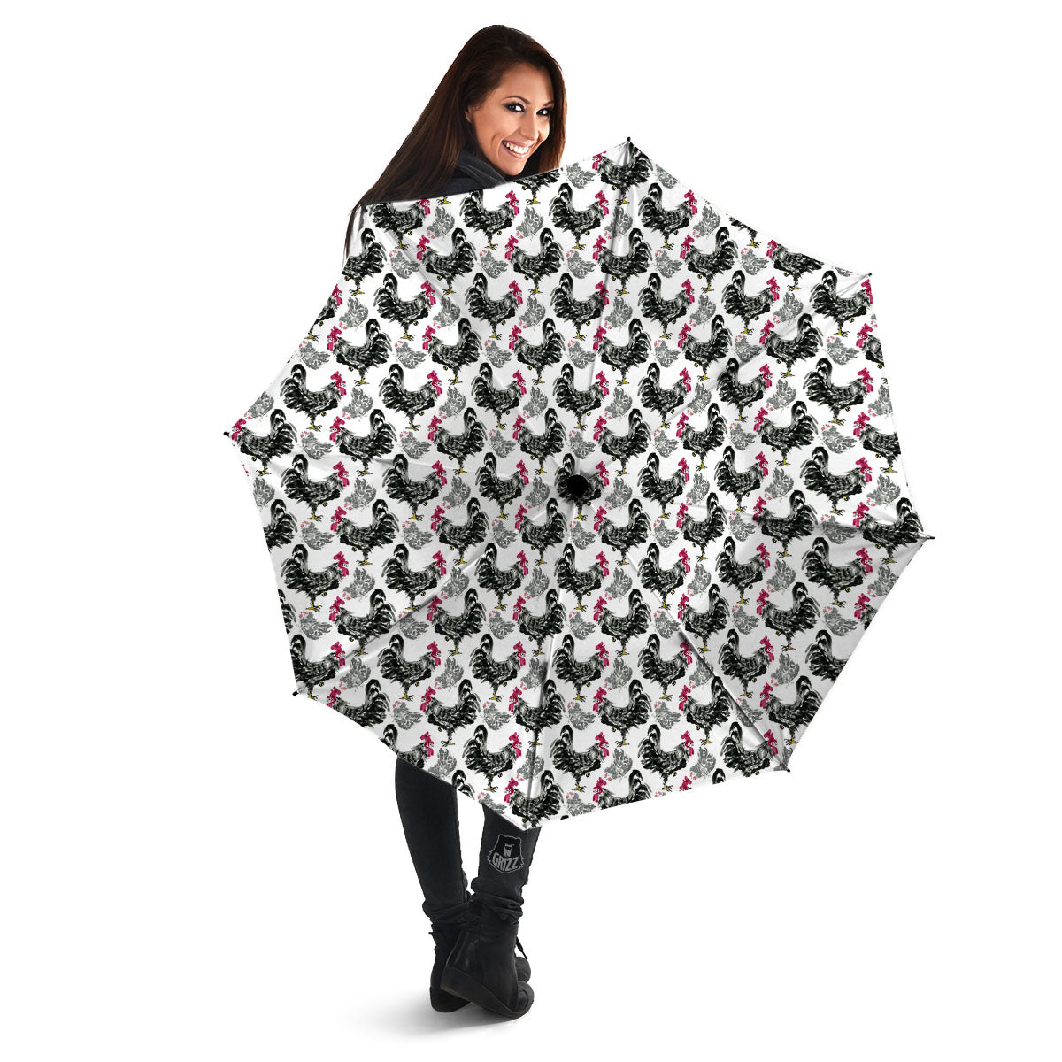 Painting Chicken Ink Print Pattern Umbrella-grizzshop