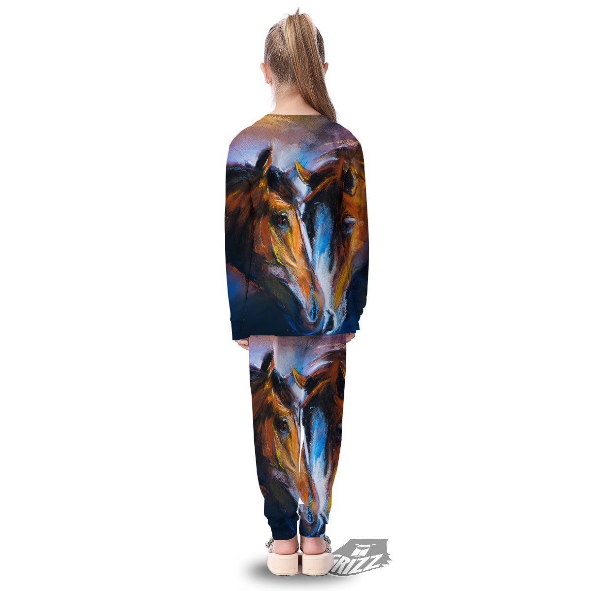 Painting Couple Horses Print Kid's Pajamas-grizzshop