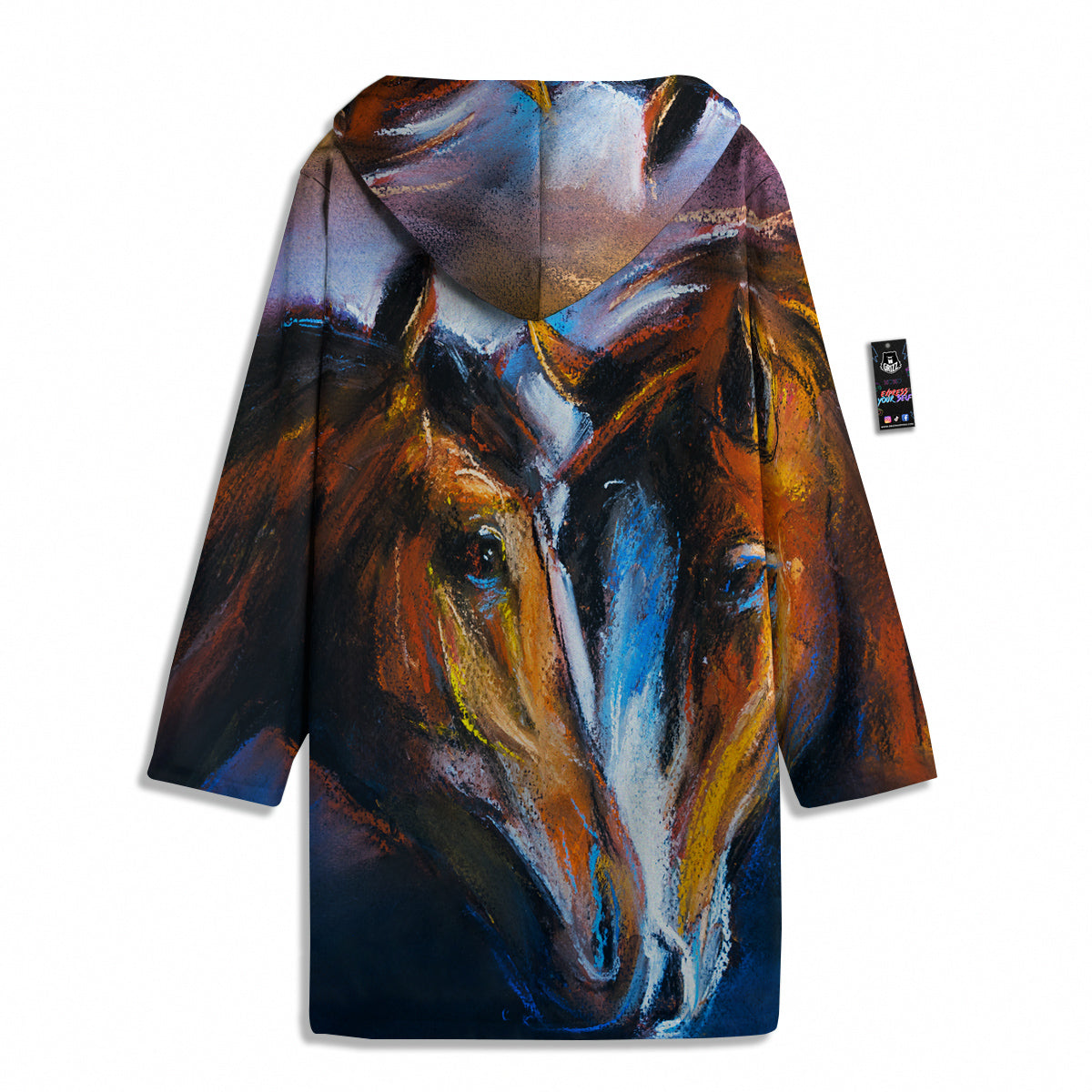 Painting Couple Horses Print Men's Windbreaker Jacket-grizzshop