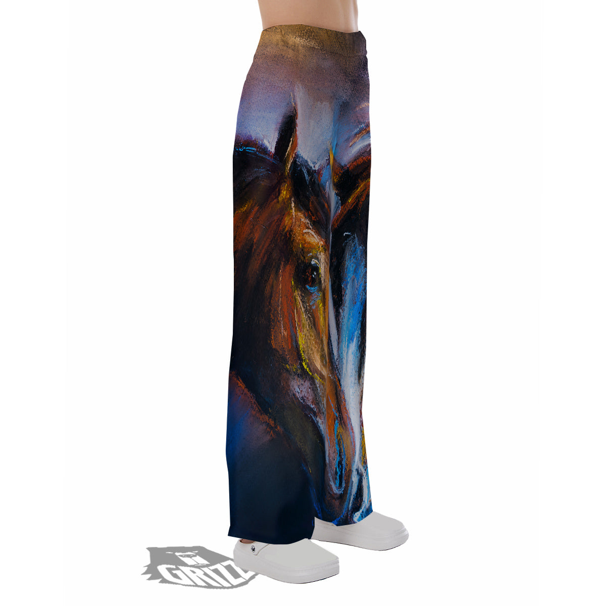 Painting Couple Horses Print Pajama Pants-grizzshop