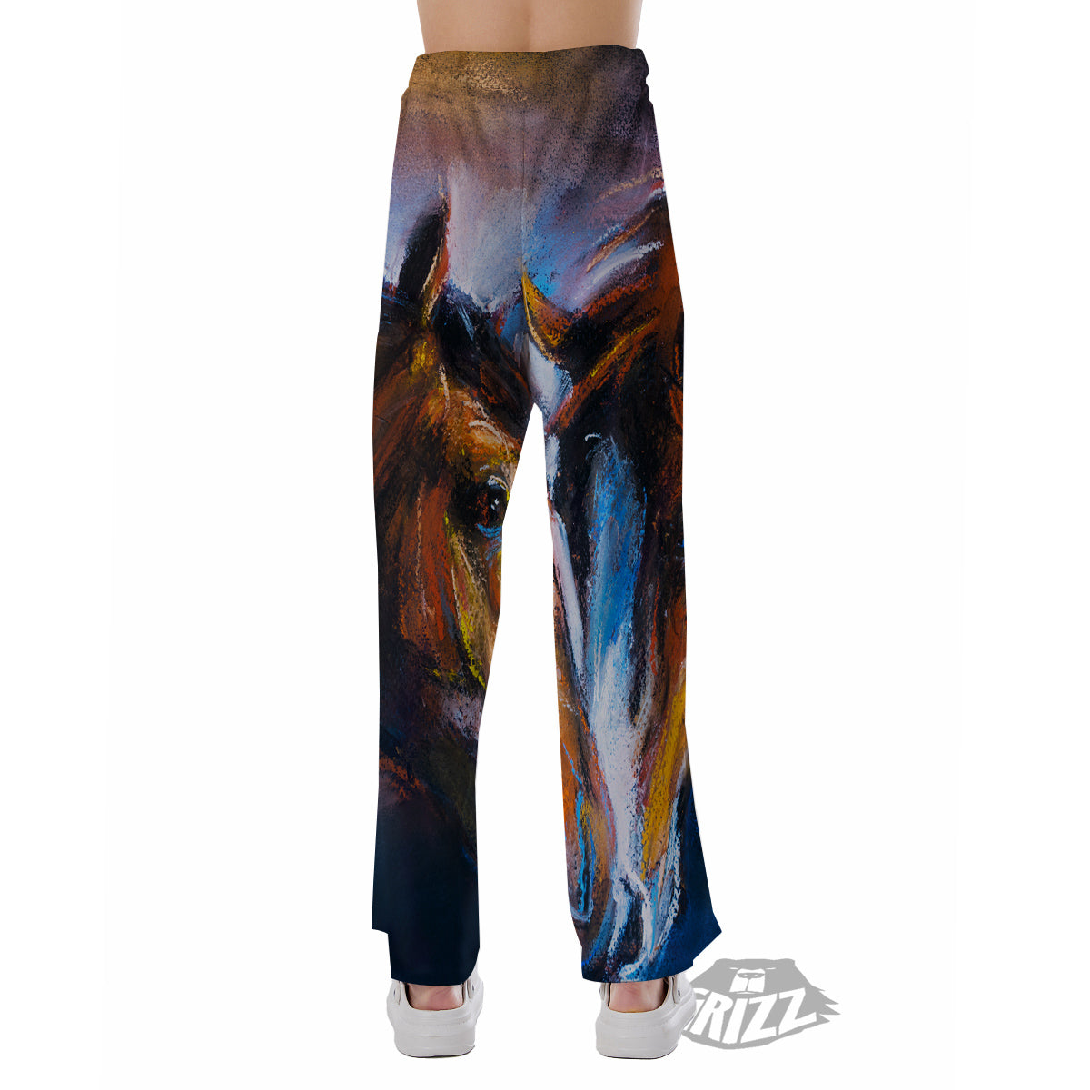 Painting Couple Horses Print Pajama Pants-grizzshop