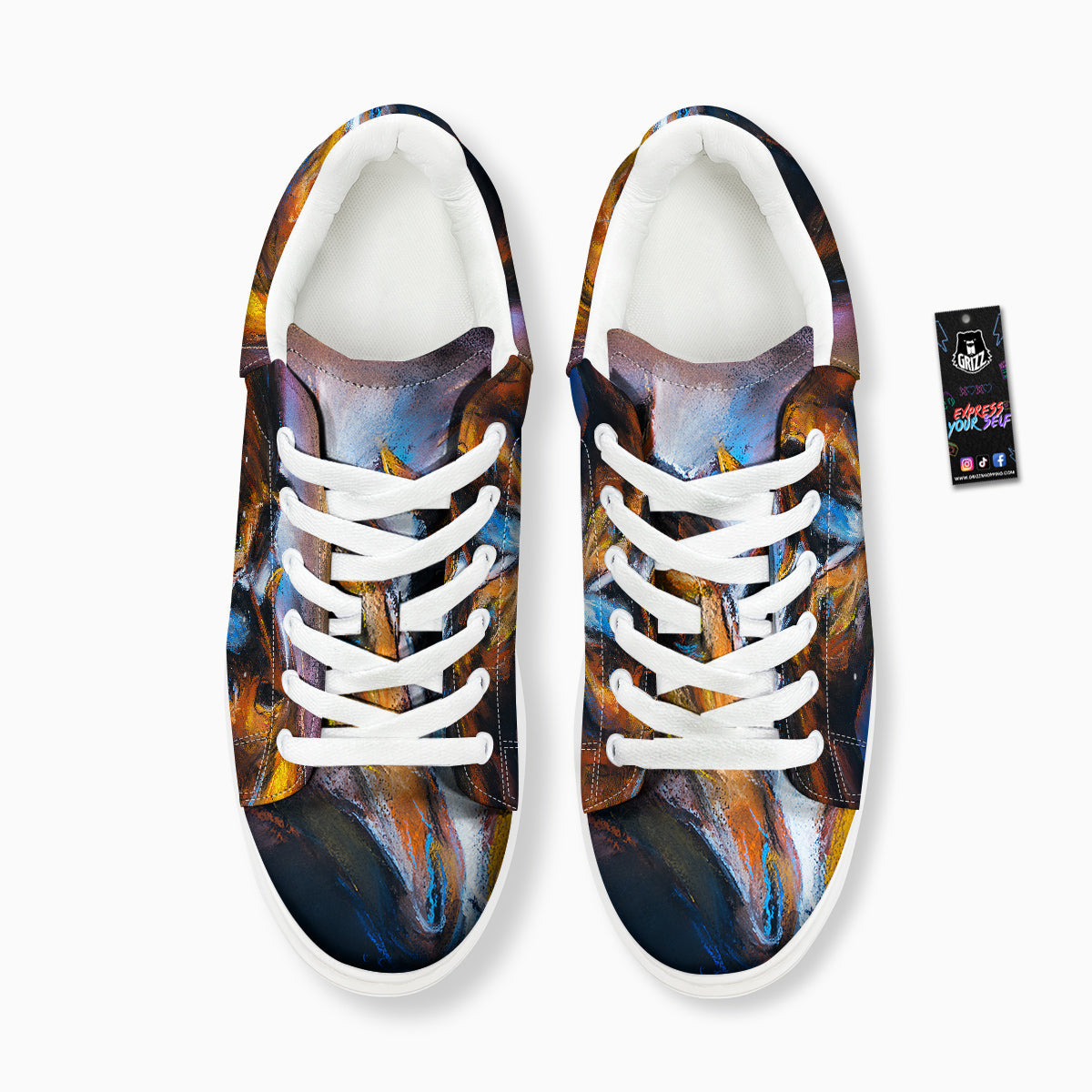 Painting Couple Horses Print Platform Shoes-grizzshop