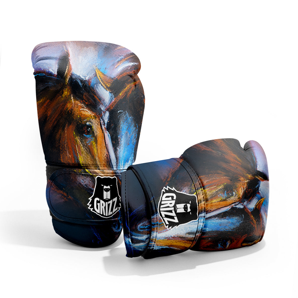 Painting Couple Horses Print Pro Boxing Glove