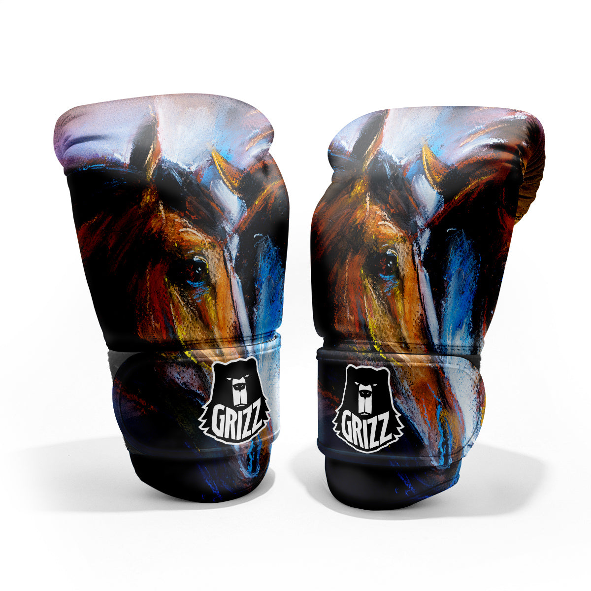 Painting Couple Horses Print Pro Boxing Glove