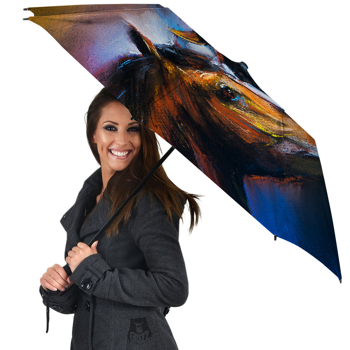 Painting Couple Horses Print Umbrella-grizzshop