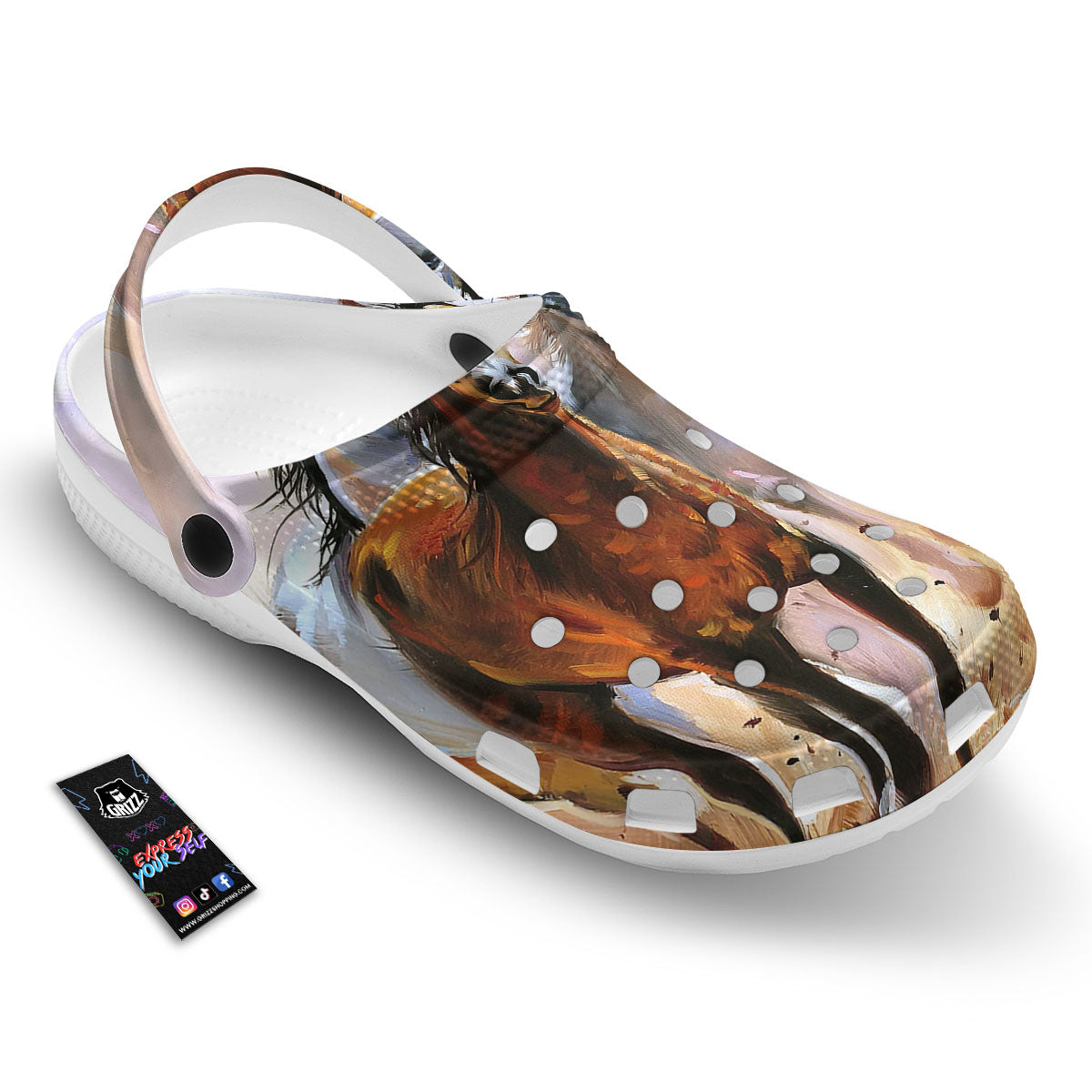 Painting Horse Vintage Print Clog-grizzshop