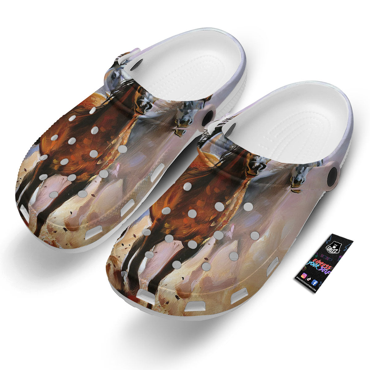 Painting Horse Vintage Print Clog-grizzshop