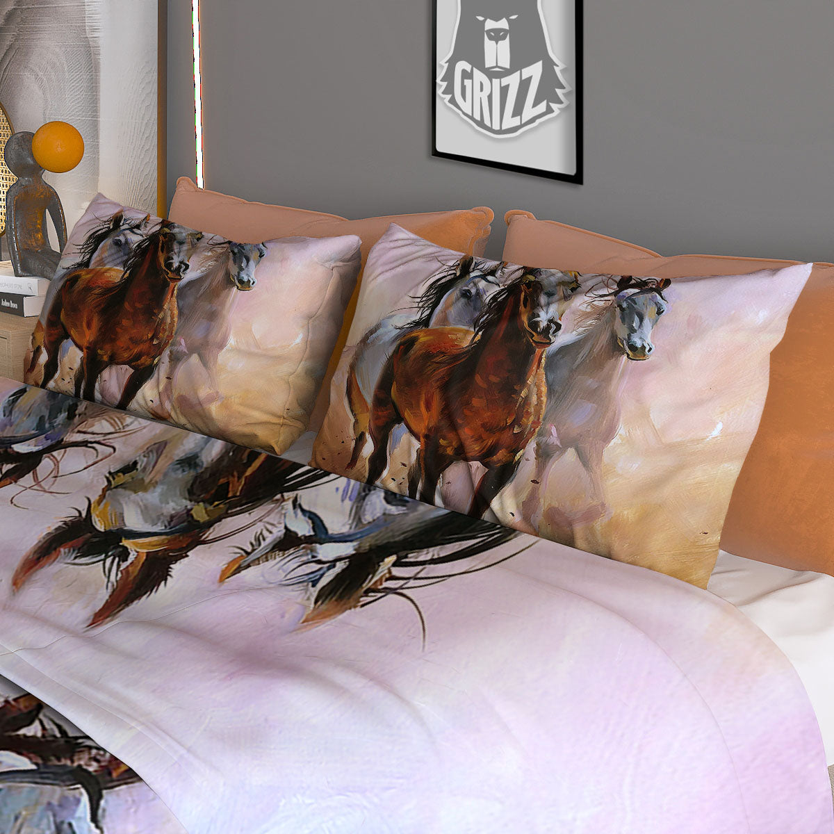 Painting Horse Vintage Print Duvet Cover Bedding Set