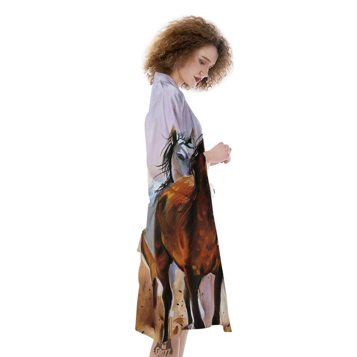 Painting Horse Vintage Print Kimono-grizzshop