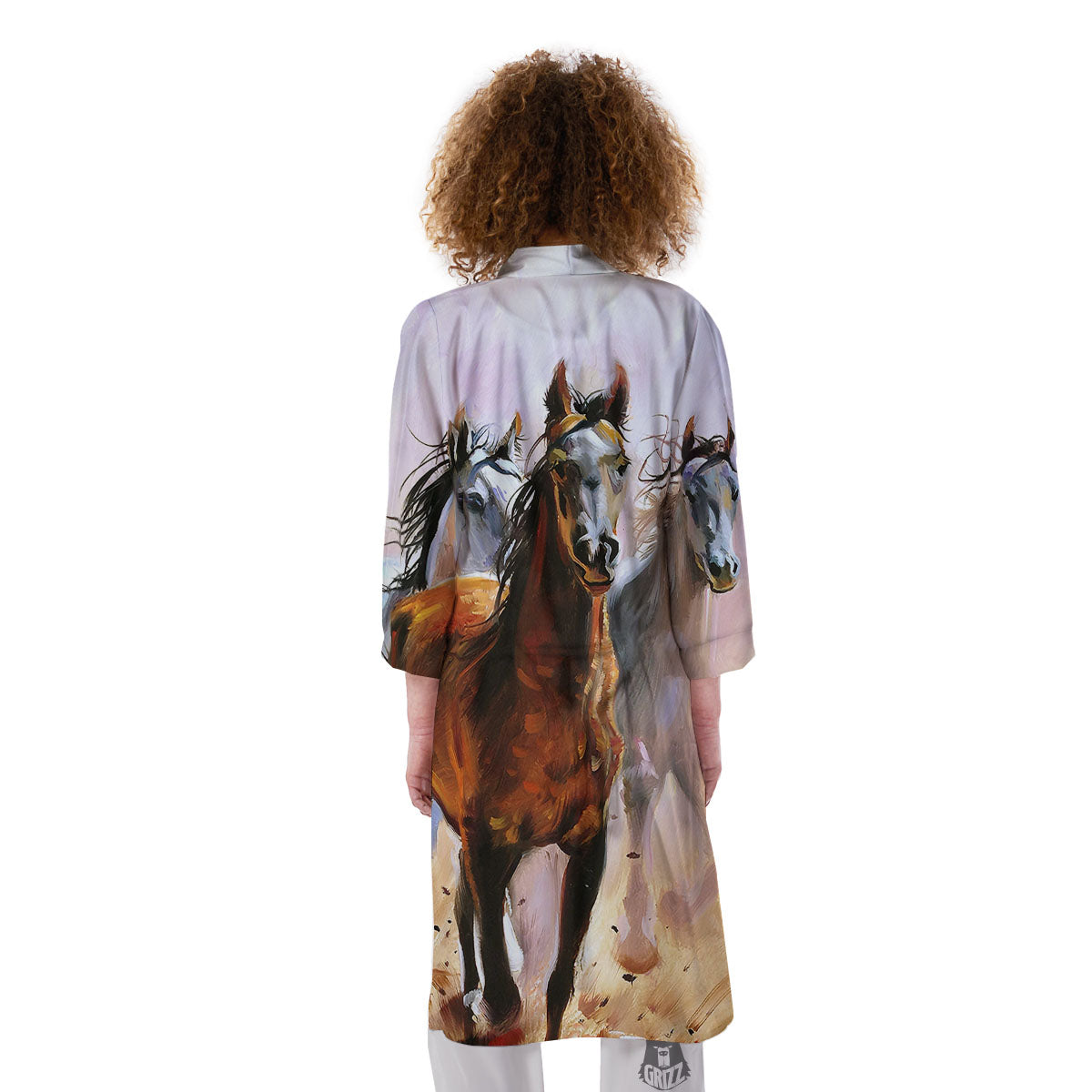 Painting Horse Vintage Print Kimono-grizzshop