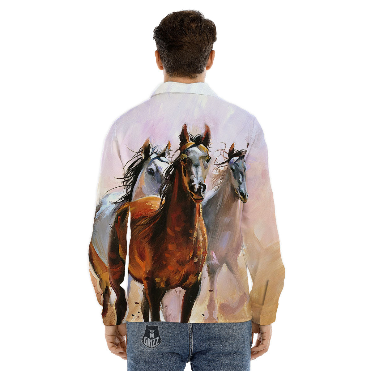 Painting Horse Vintage Print Men's Dress Shirts-grizzshop