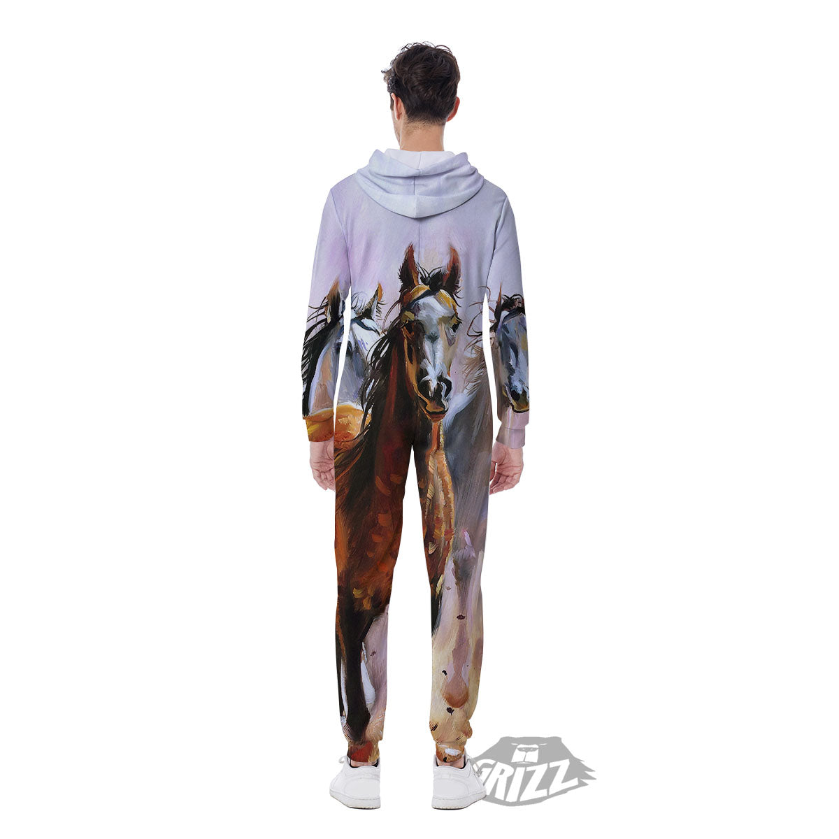 Painting Horse Vintage Print Men's Jumpsuit-grizzshop
