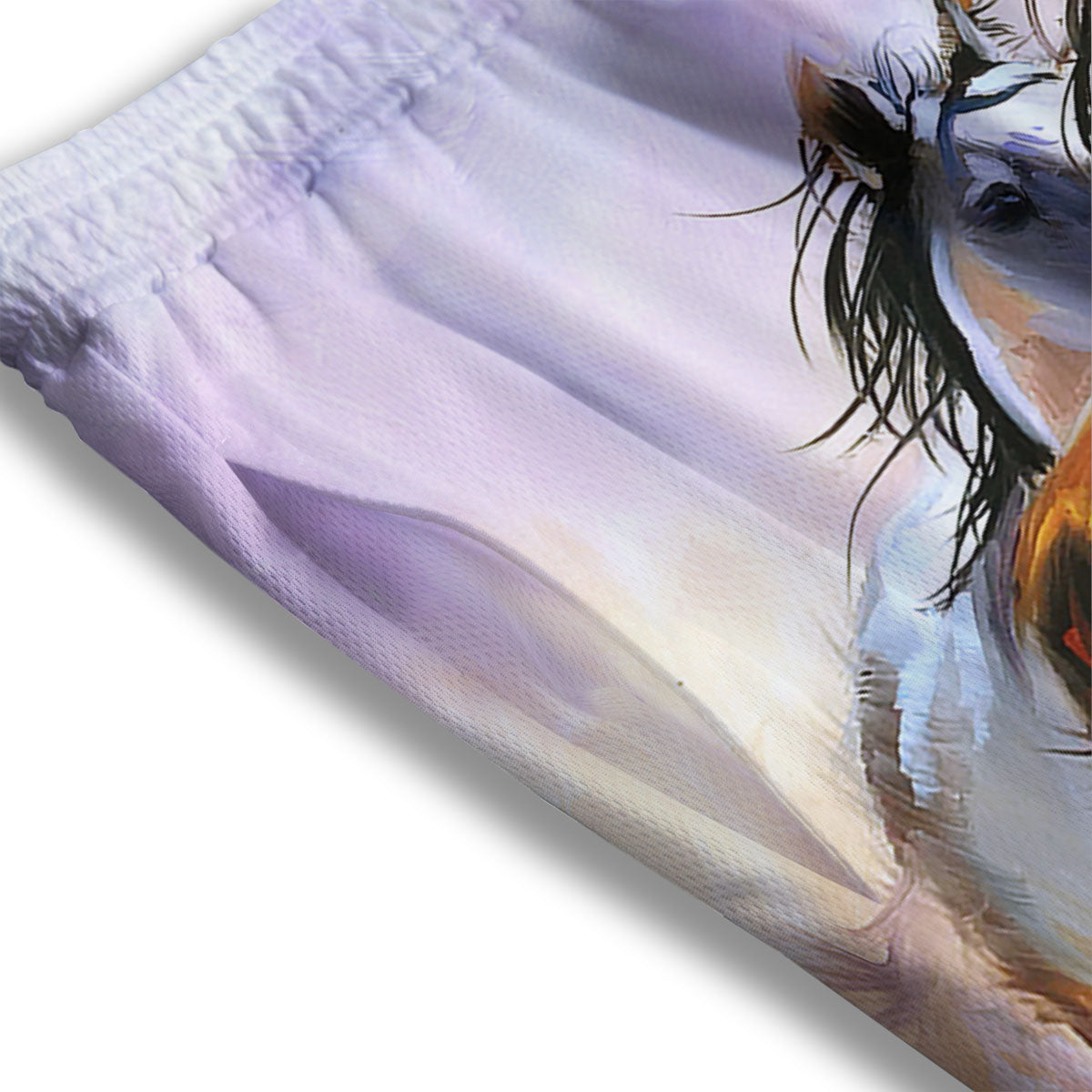 Painting Horse Vintage Print Mesh Shorts