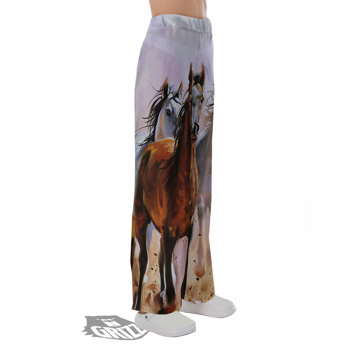 Painting Horse Vintage Print Pajama Pants-grizzshop