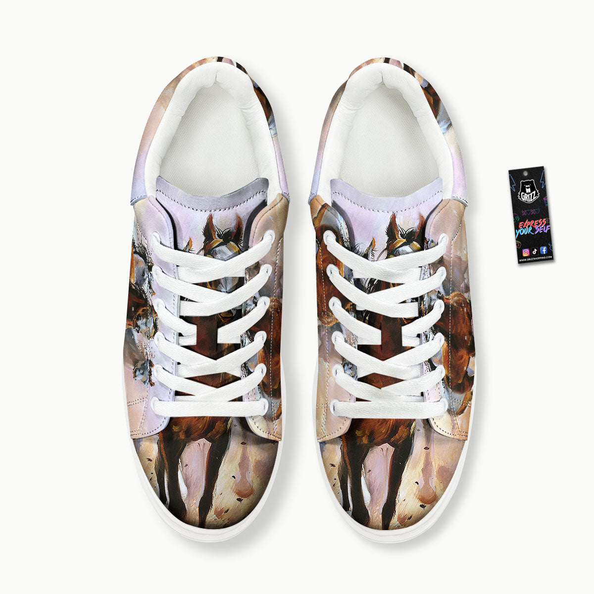 Painting Horse Vintage Print Platform Shoes-grizzshop