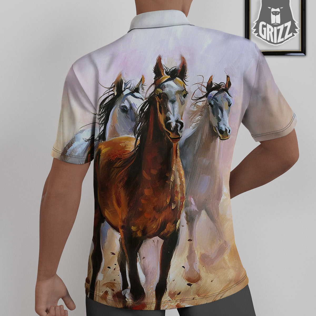 Painting Horse Vintage Print Untucked Shirts-grizzshop