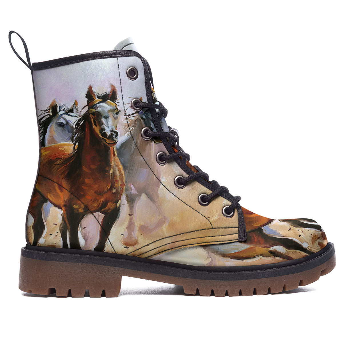 Painting Horse Vintage Print Work Boots-grizzshop
