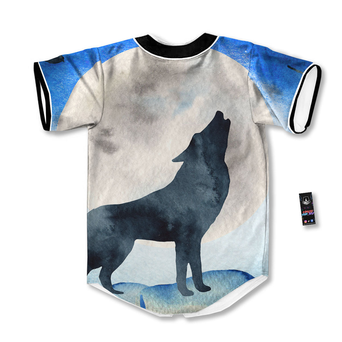 Painting Howling Wolf Snowy Print Baseball Jersey-grizzshop