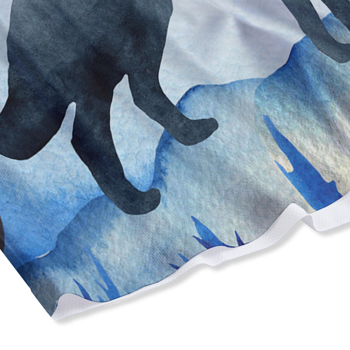 Painting Howling Wolf Snowy Print Mesh Shorts