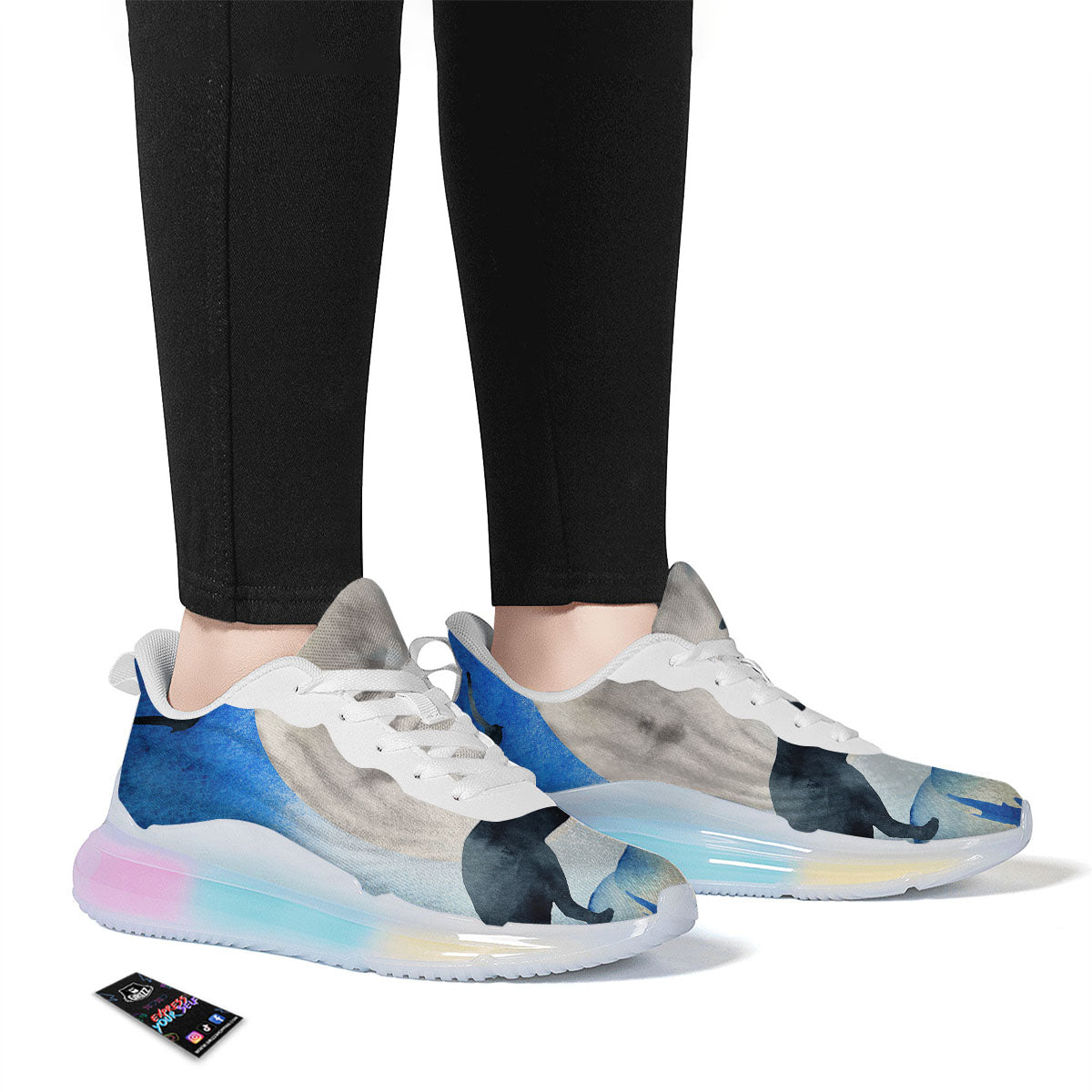 Painting Howling Wolf Snowy Print Running Sneakers-grizzshop