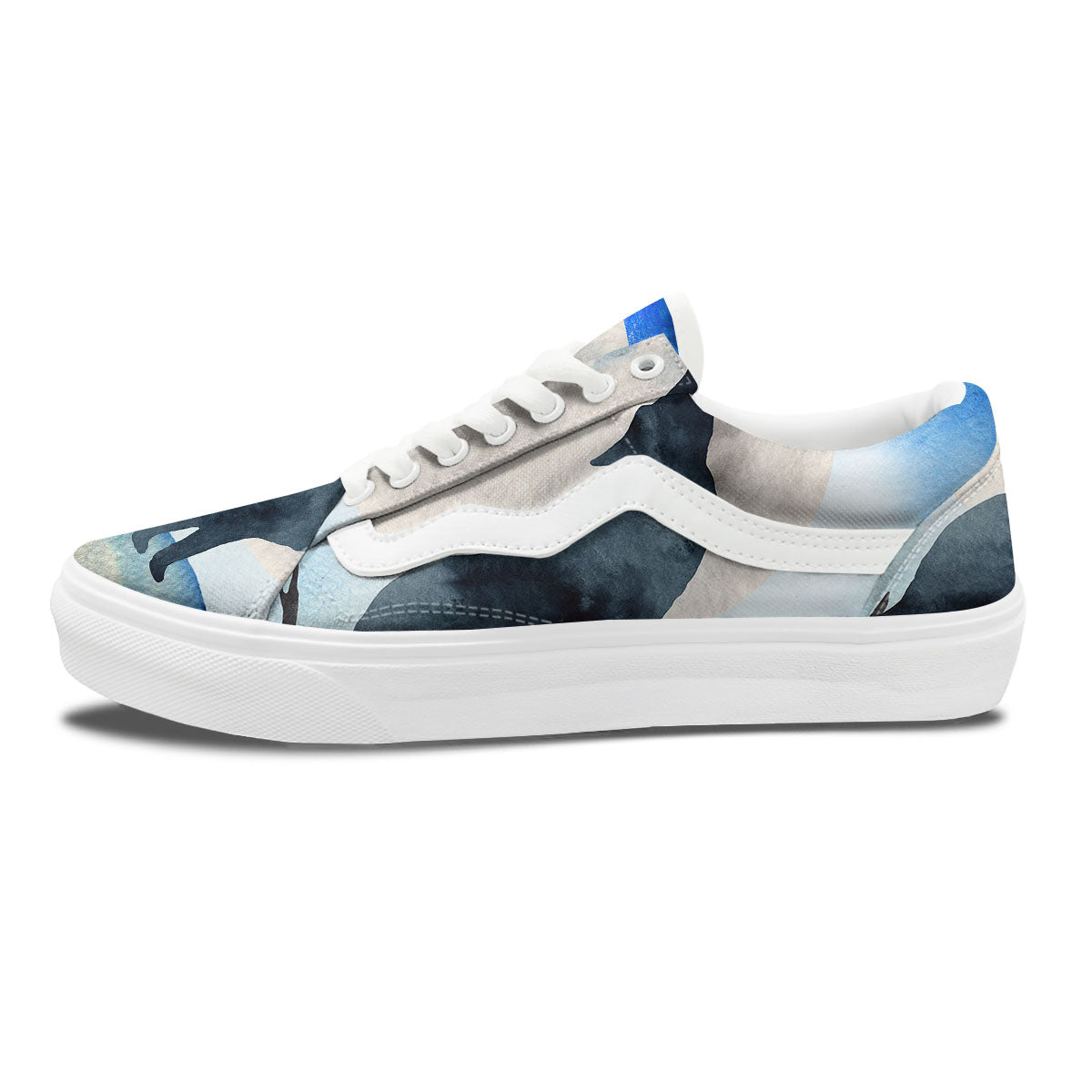 Painting Howling Wolf Snowy Print Skate Shoes-grizzshop