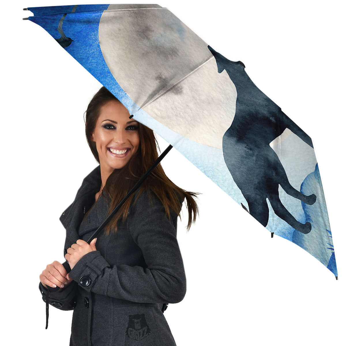 Painting Howling Wolf Snowy Print Umbrella-grizzshop