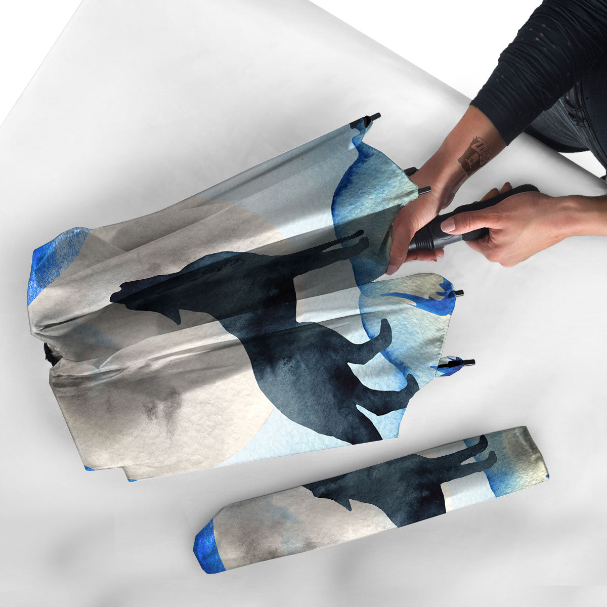 Painting Howling Wolf Snowy Print Umbrella-grizzshop