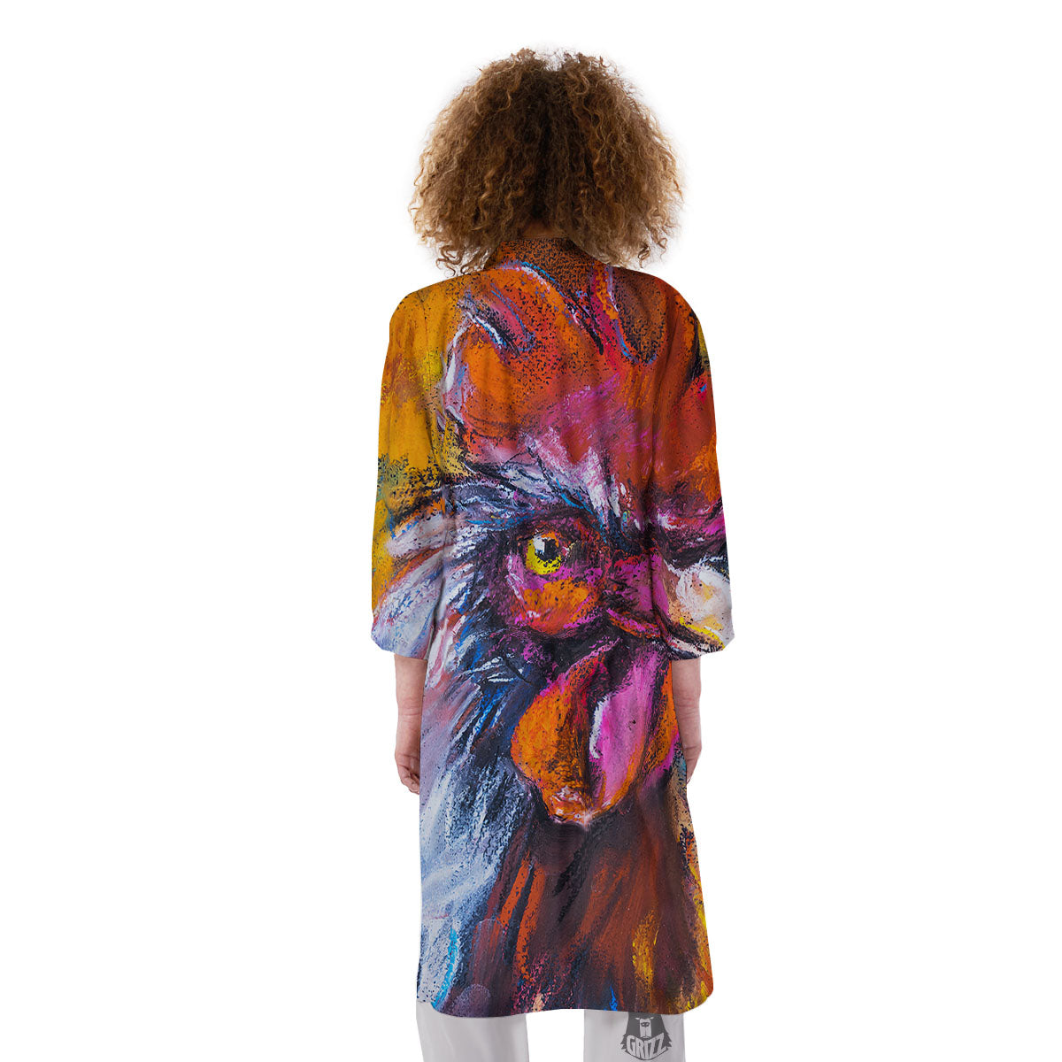 Painting Rooster Print Kimono-grizzshop