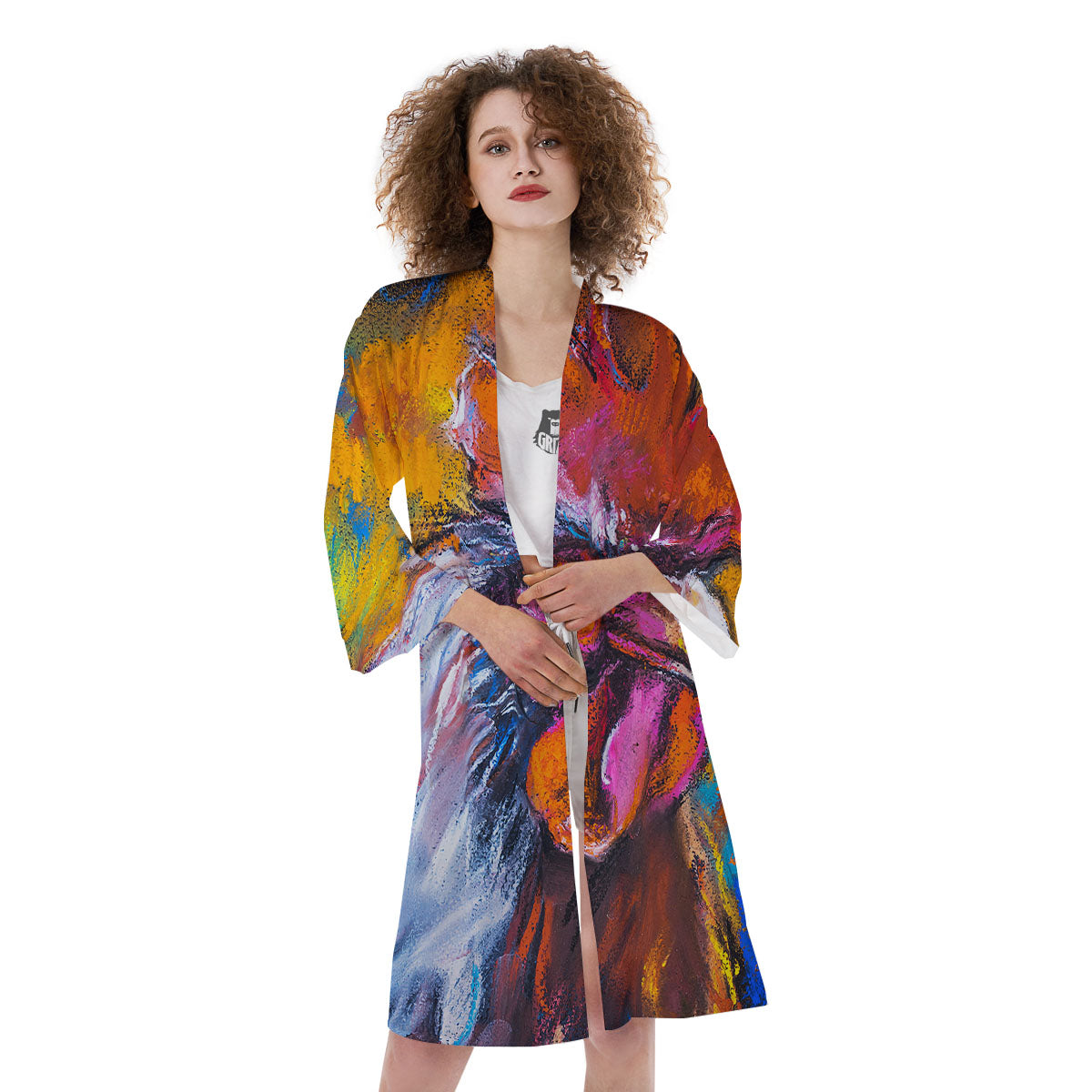Painting Rooster Print Kimono-grizzshop