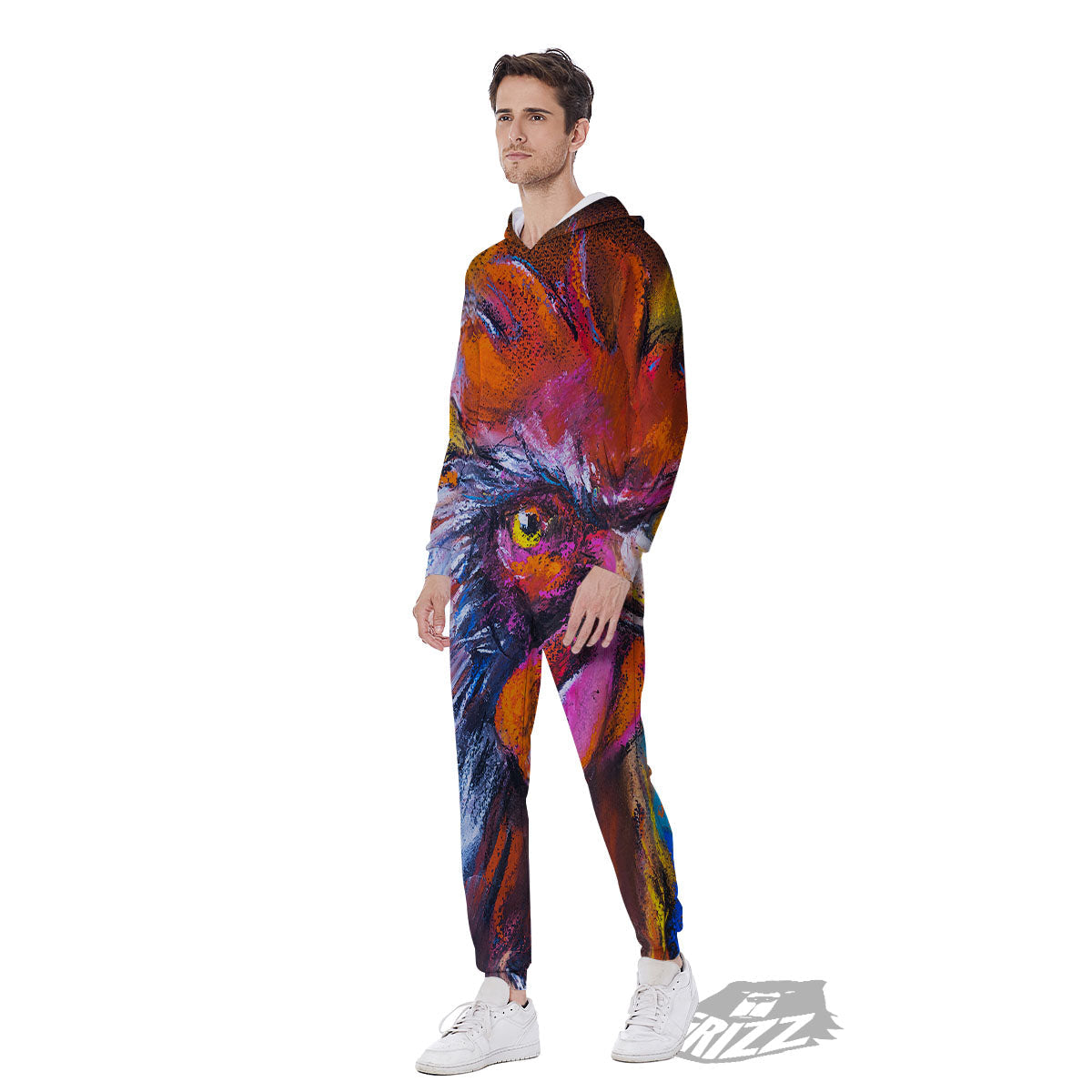 Painting Rooster Print Men's Jumpsuit-grizzshop