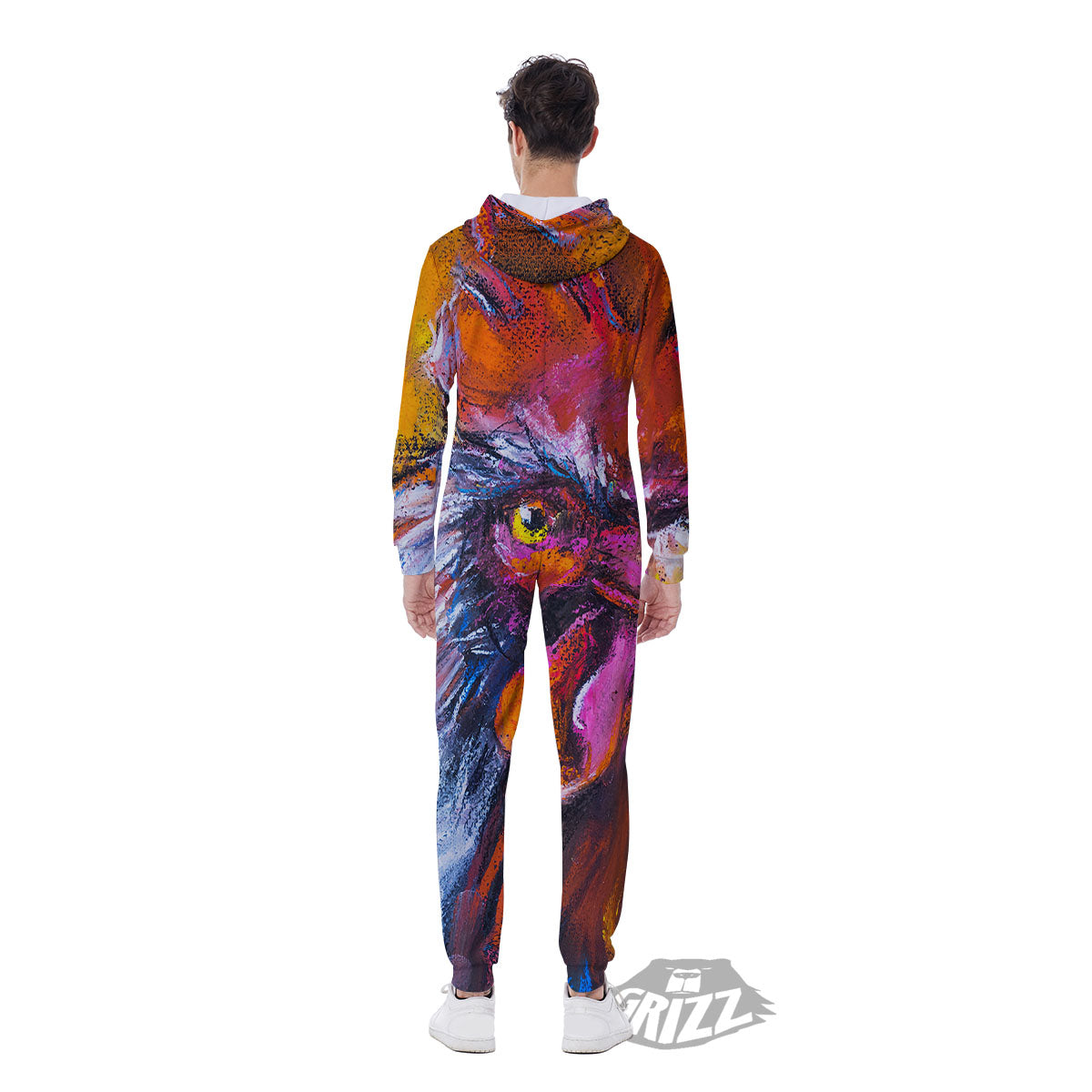 Painting Rooster Print Men's Jumpsuit-grizzshop