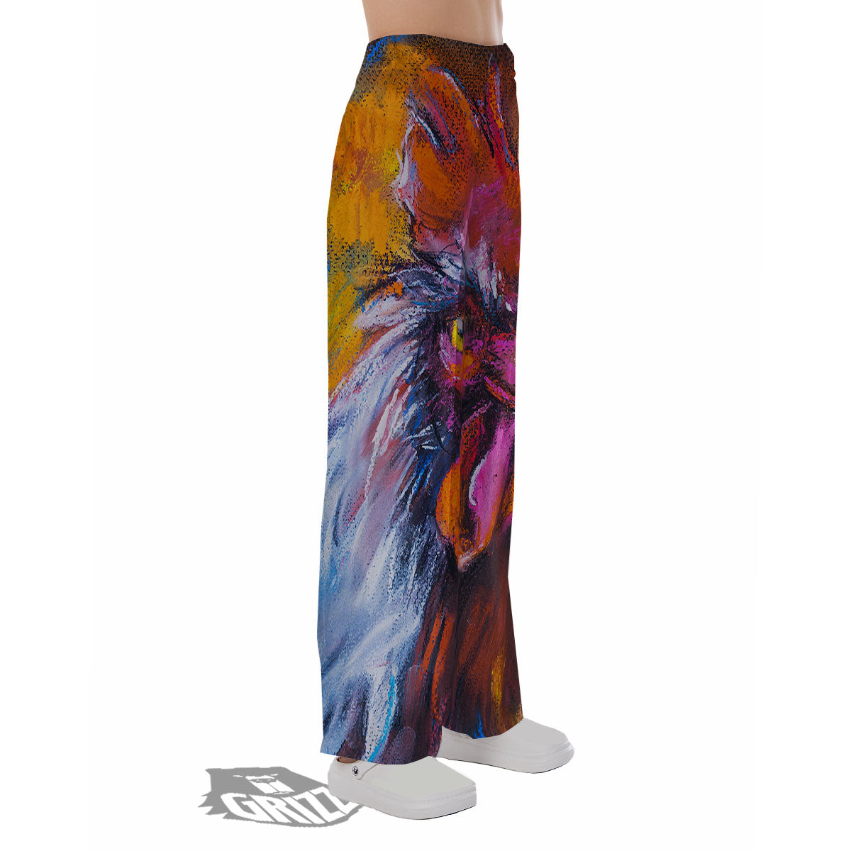 Painting Rooster Print Pajama Pants-grizzshop