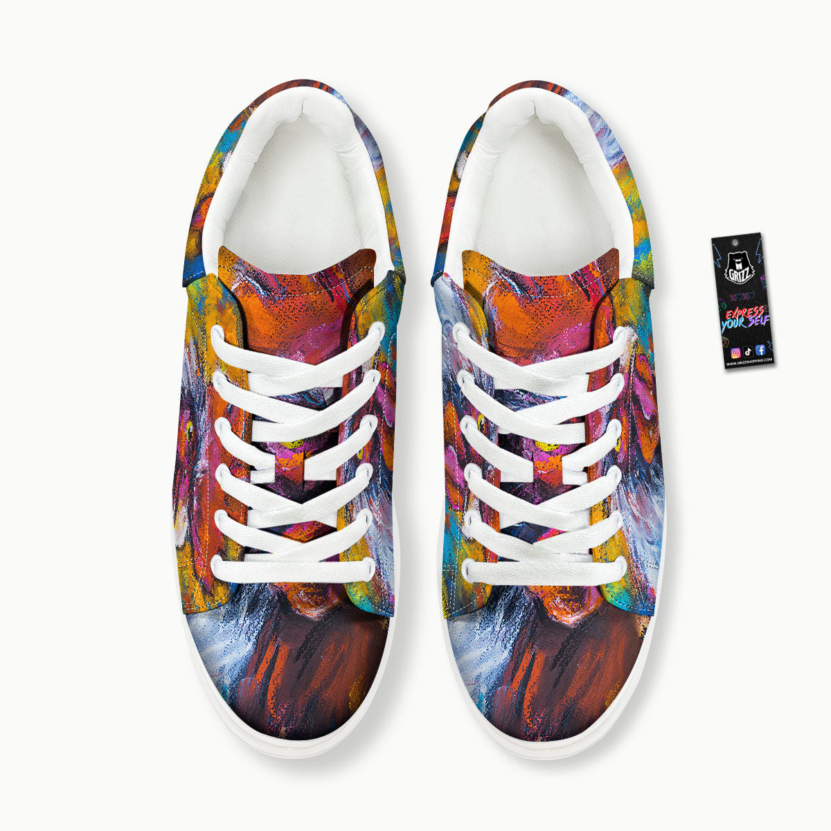Painting Rooster Print Platform Shoes-grizzshop