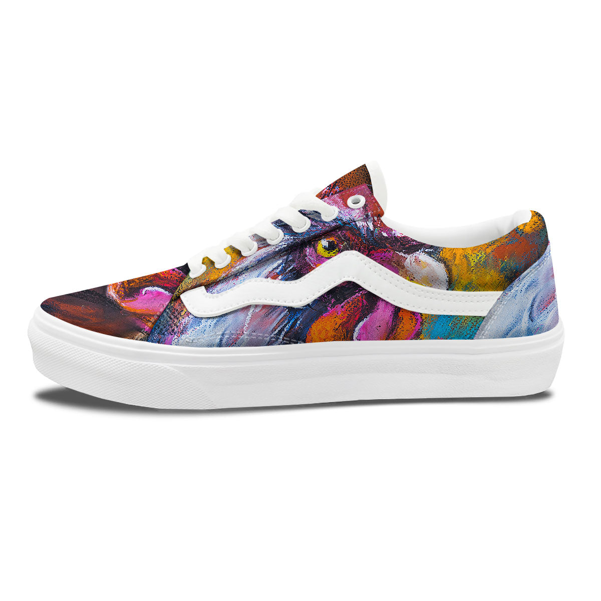 Painting Rooster Print Skate Shoes-grizzshop