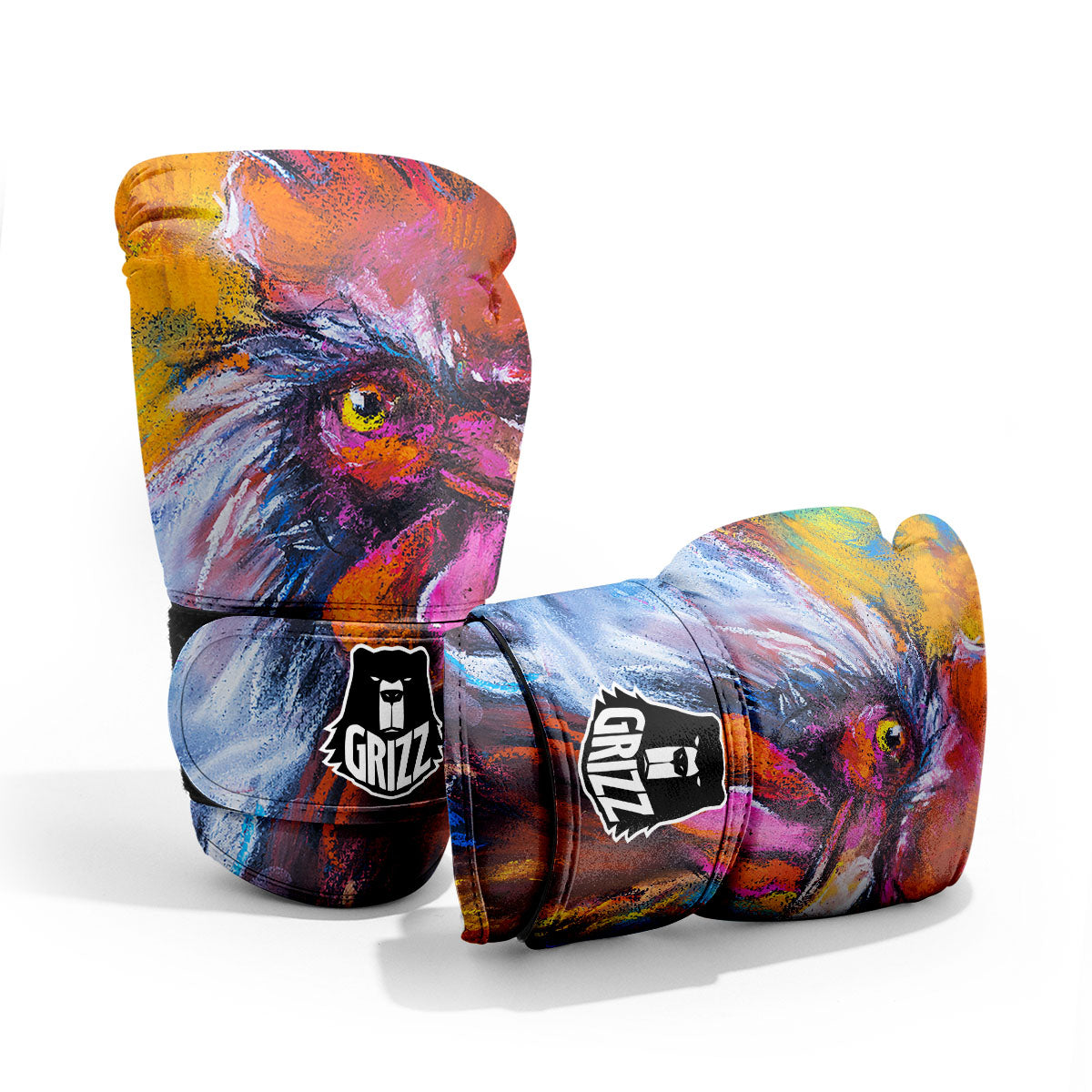 Painting Rooster Print Pro Boxing Glove