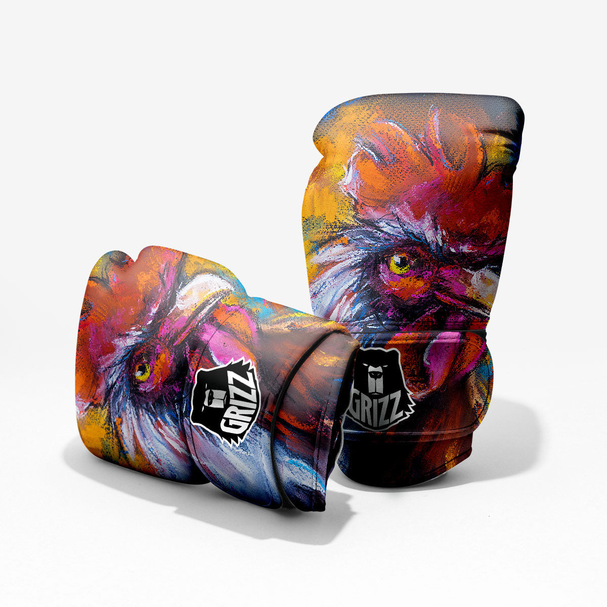 Painting Rooster Print Pro Boxing Glove
