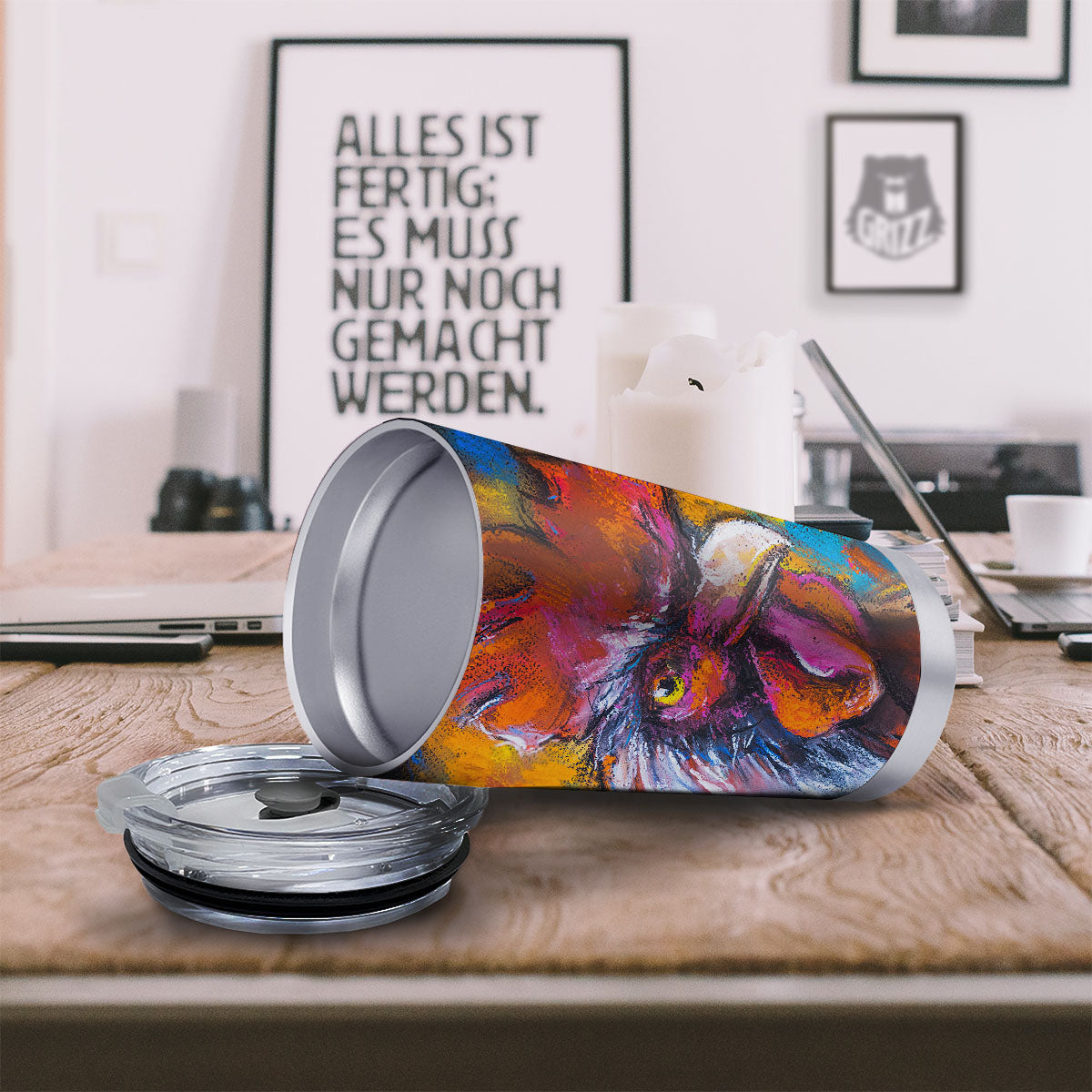 Painting Rooster Print Tumbler-grizzshop