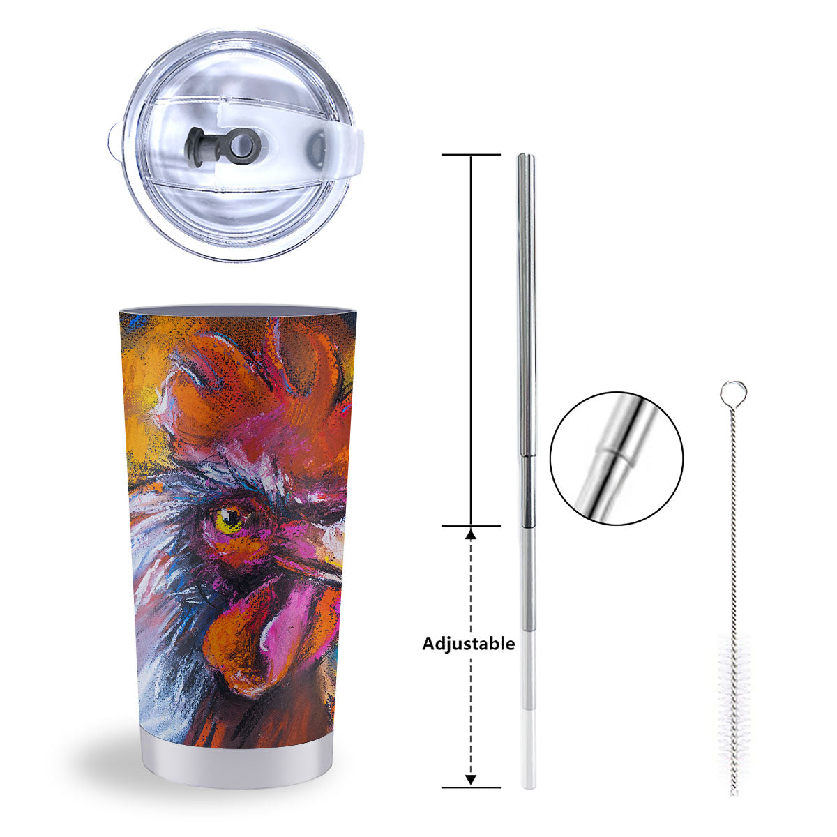 Painting Rooster Print Tumbler-grizzshop