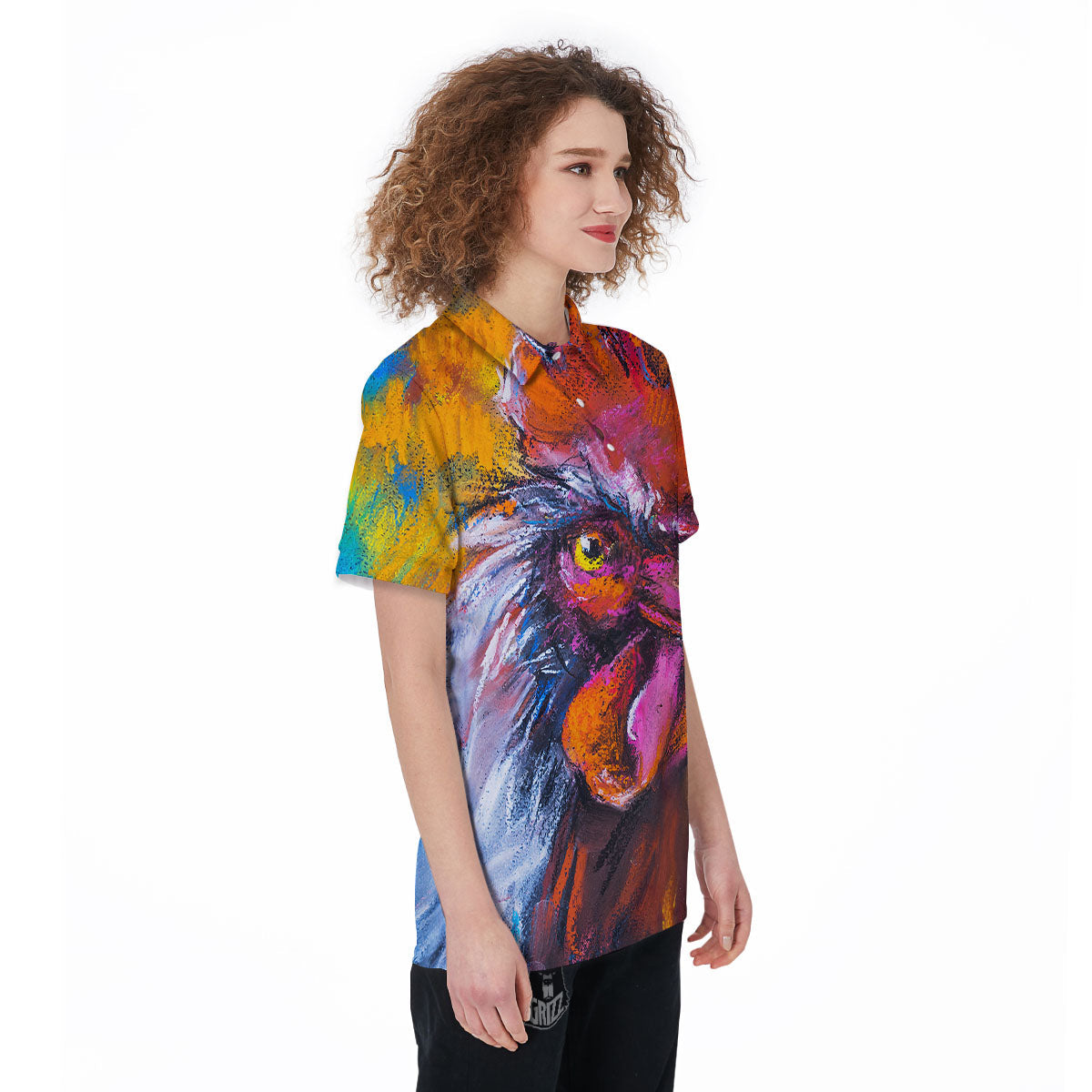 Painting Rooster Print Women's Golf Shirts-grizzshop