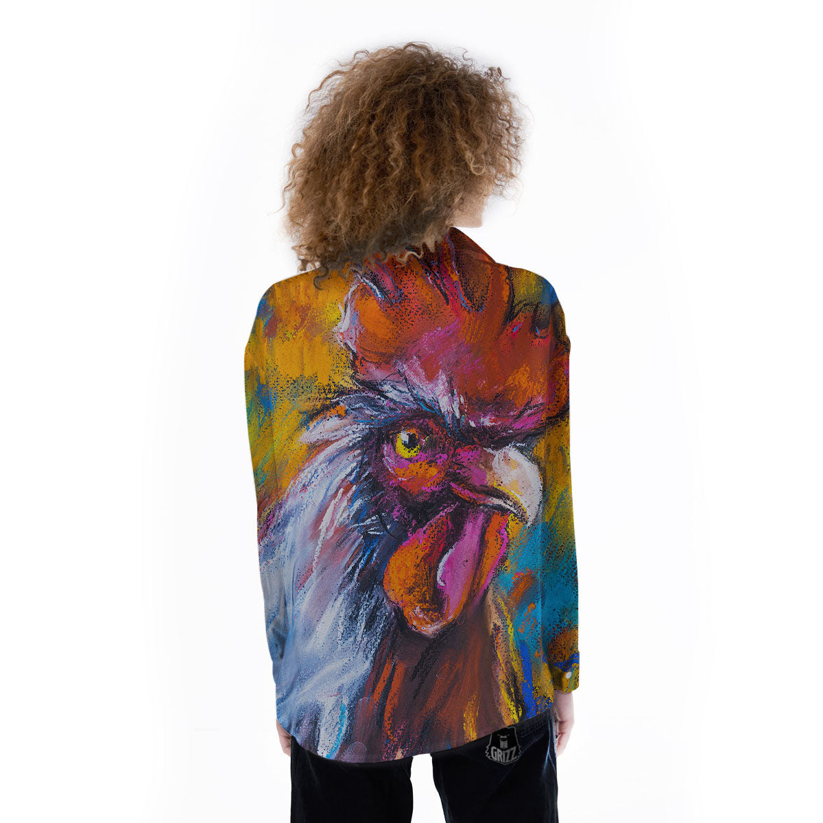 Painting Rooster Print Women's Long Sleeve Shirts-grizzshop