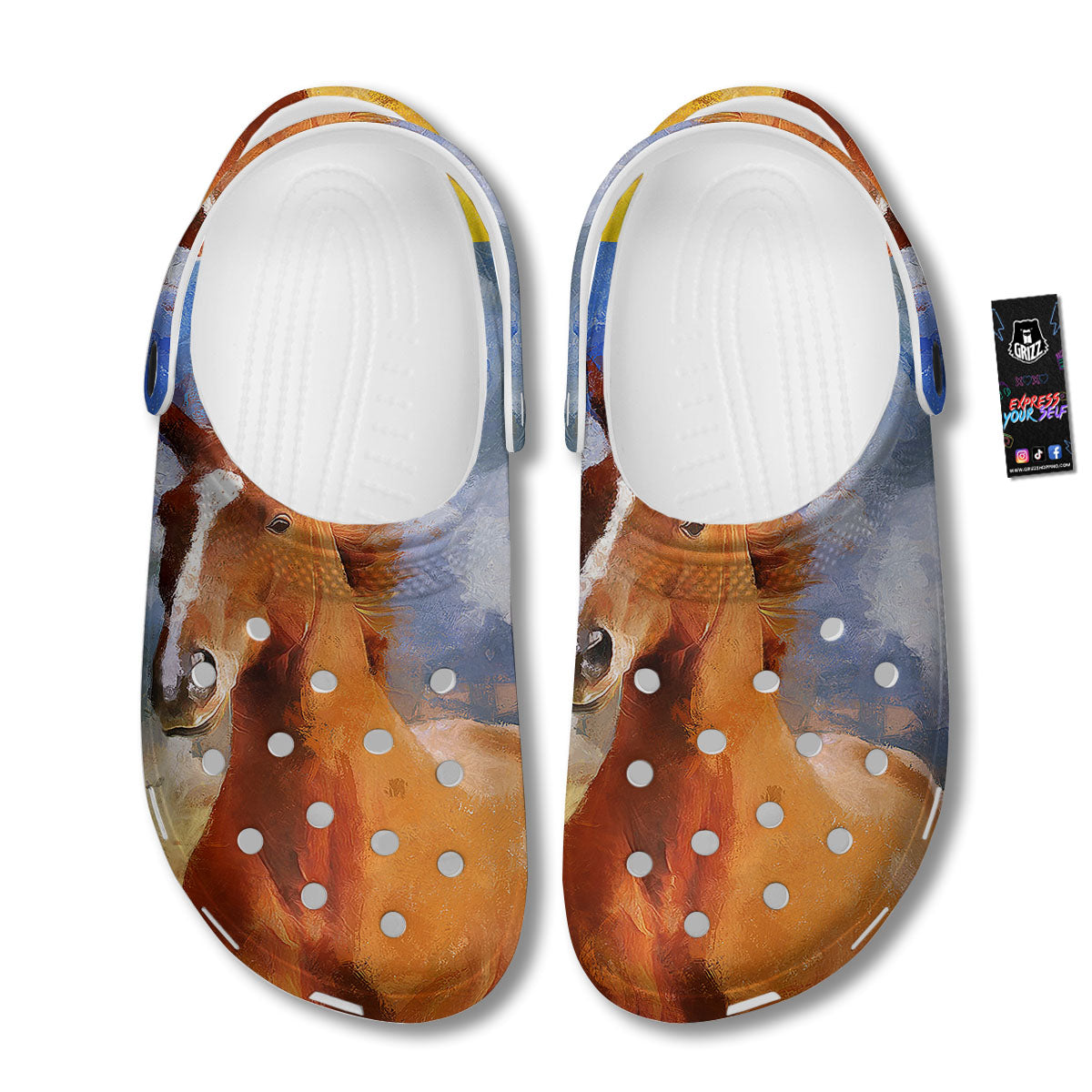 Painting Running Horses Print Clog-grizzshop
