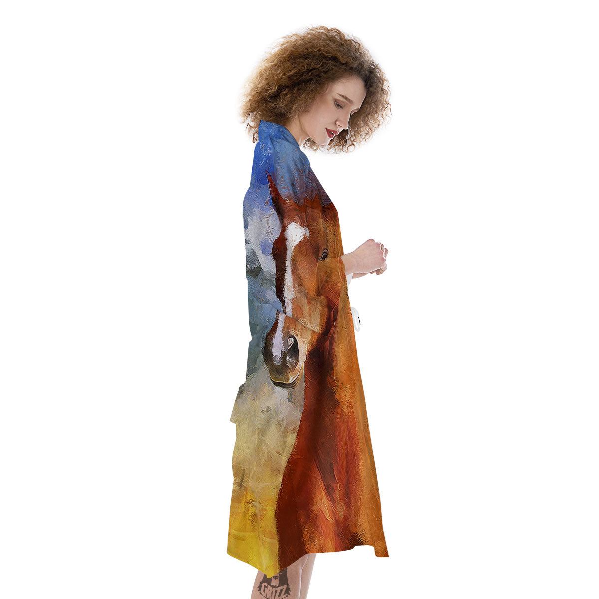 Painting Running Horses Print Kimono-grizzshop