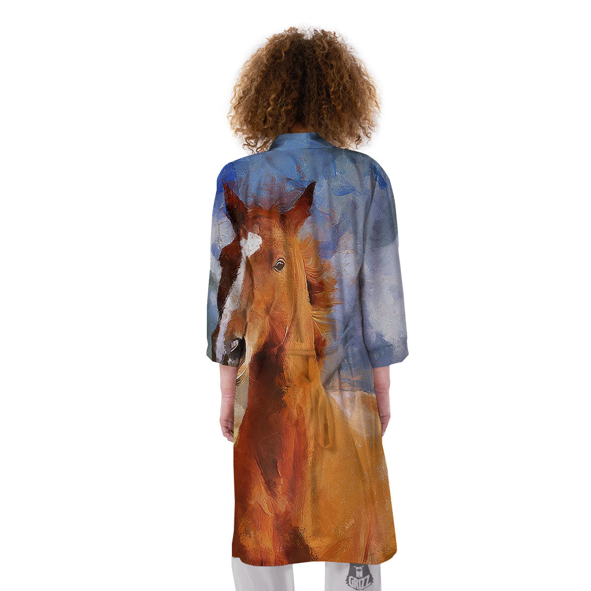 Painting Running Horses Print Kimono-grizzshop