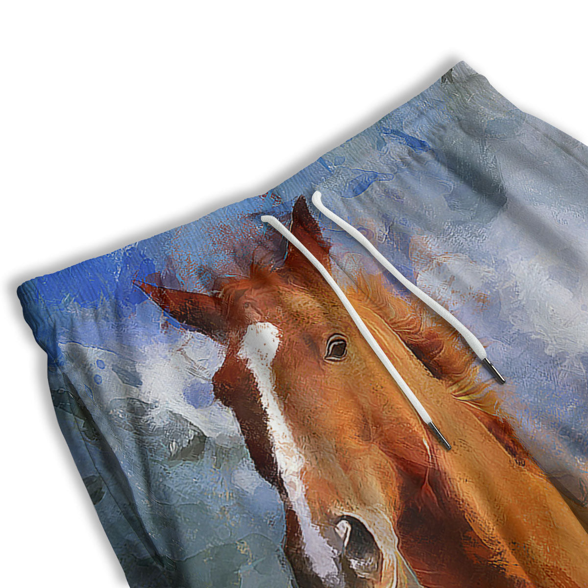 Painting Running Horses Print Men's Athletic Shorts
