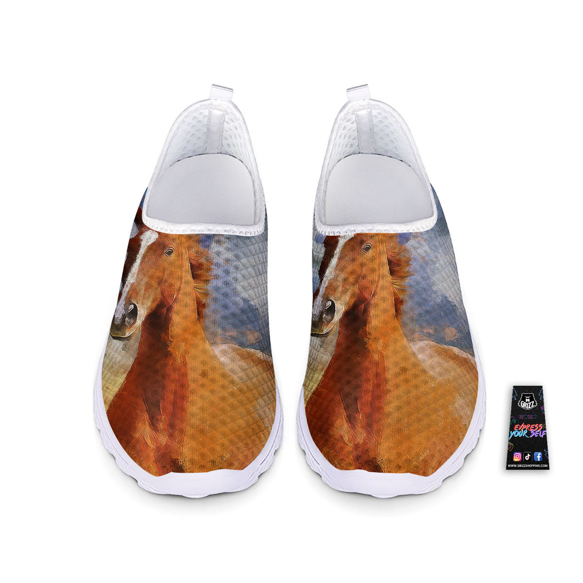 Painting Running Horses Print Nurse Shoes-grizzshop